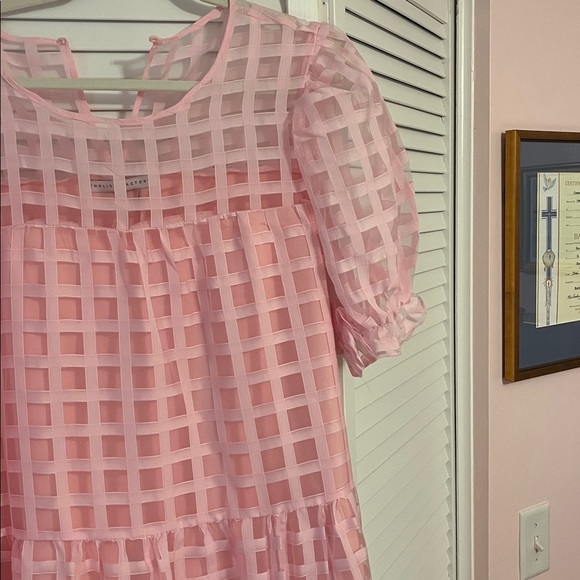 English Factory Pink Checkered Midi Dress - Picture 3 of 3